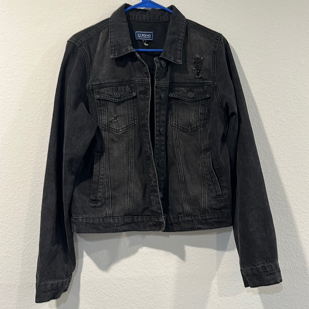 Black distressed jean jacket